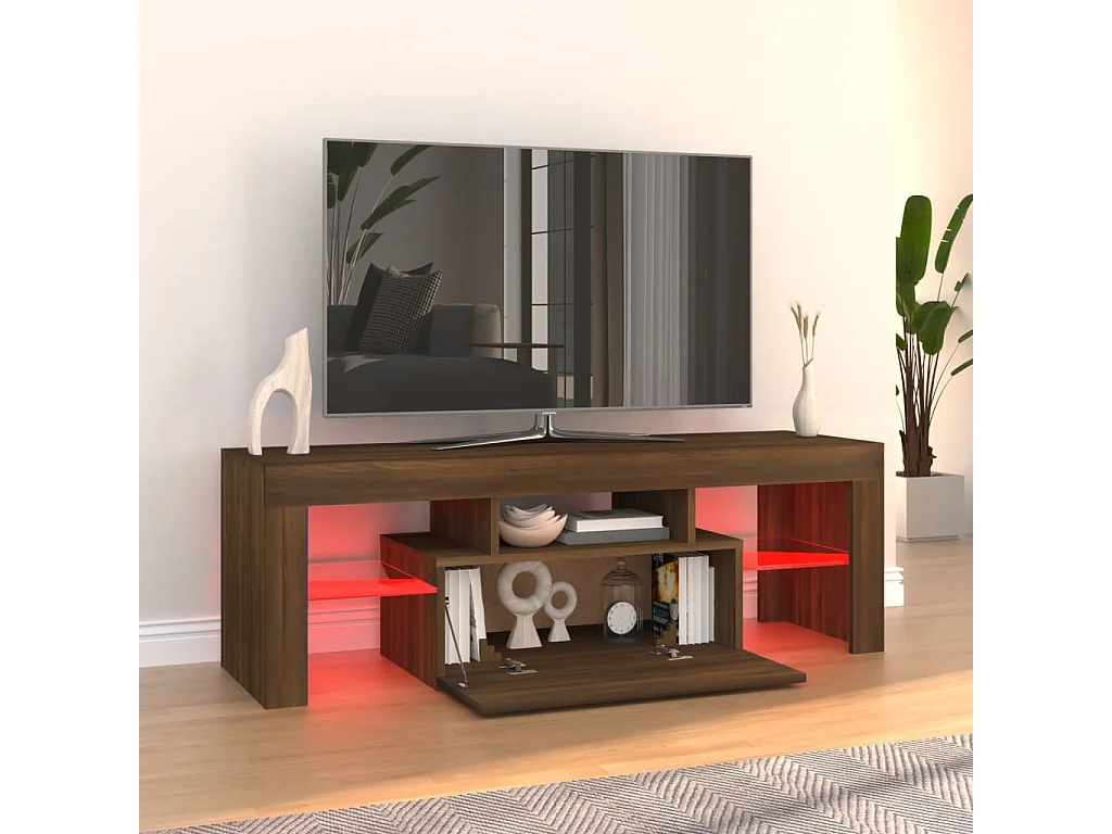 Meuble TV avec lumières LED chêne marron 120x35x40 cm
