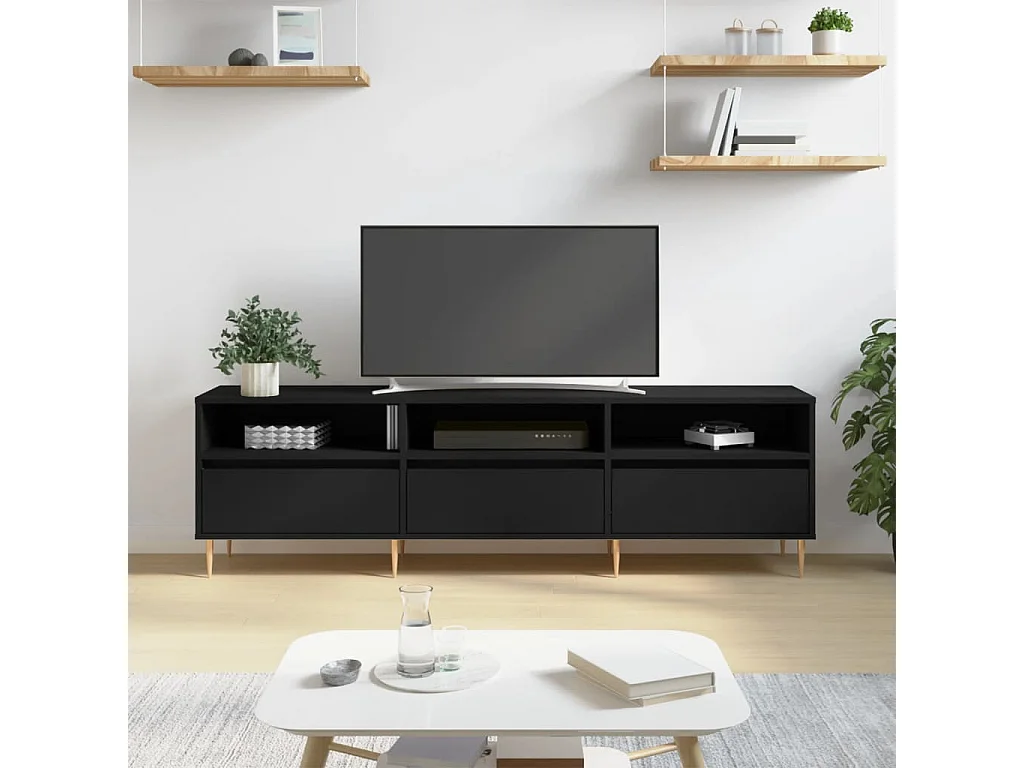 Tv-meubel 150x30x44,5 cm bewerkt hout zwart