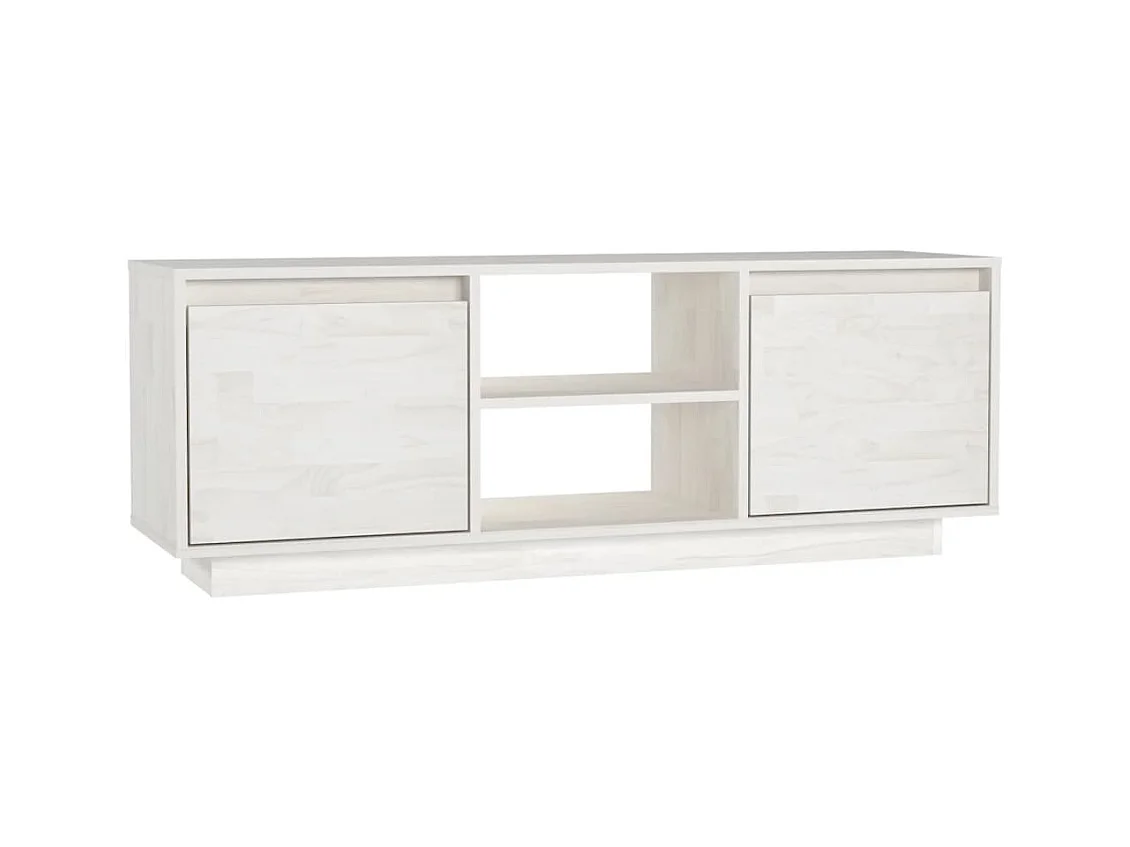 Meuble TV Blanc 110x30x40 cm Bois de pin massif
