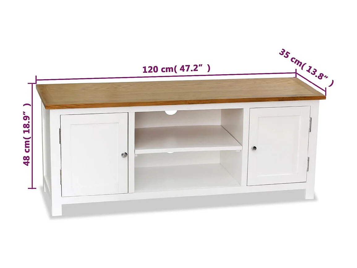 Mueble para el televisor madera maciza de roble 120x35x48 cm