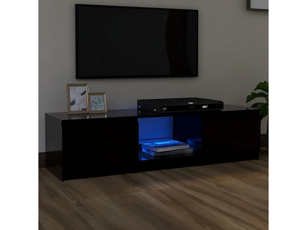 Meuble TV avec lumières LED noir 140x40x35,5 cm