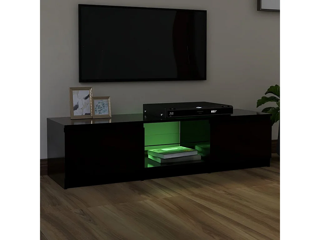 Meuble TV avec lumières LED noir 140x40x35,5 cm