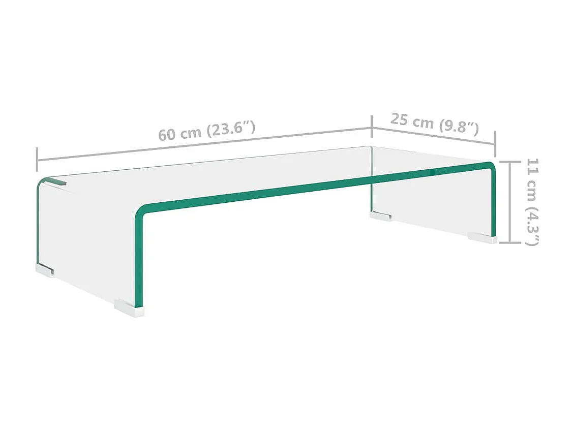 Meuble TV / pour moniteur 60 x 25 x 11 cm Verre transparent