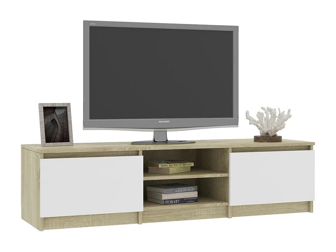 Móvel TV 140x40x35,5cm contraplacado cor branco/carvalho sonoma