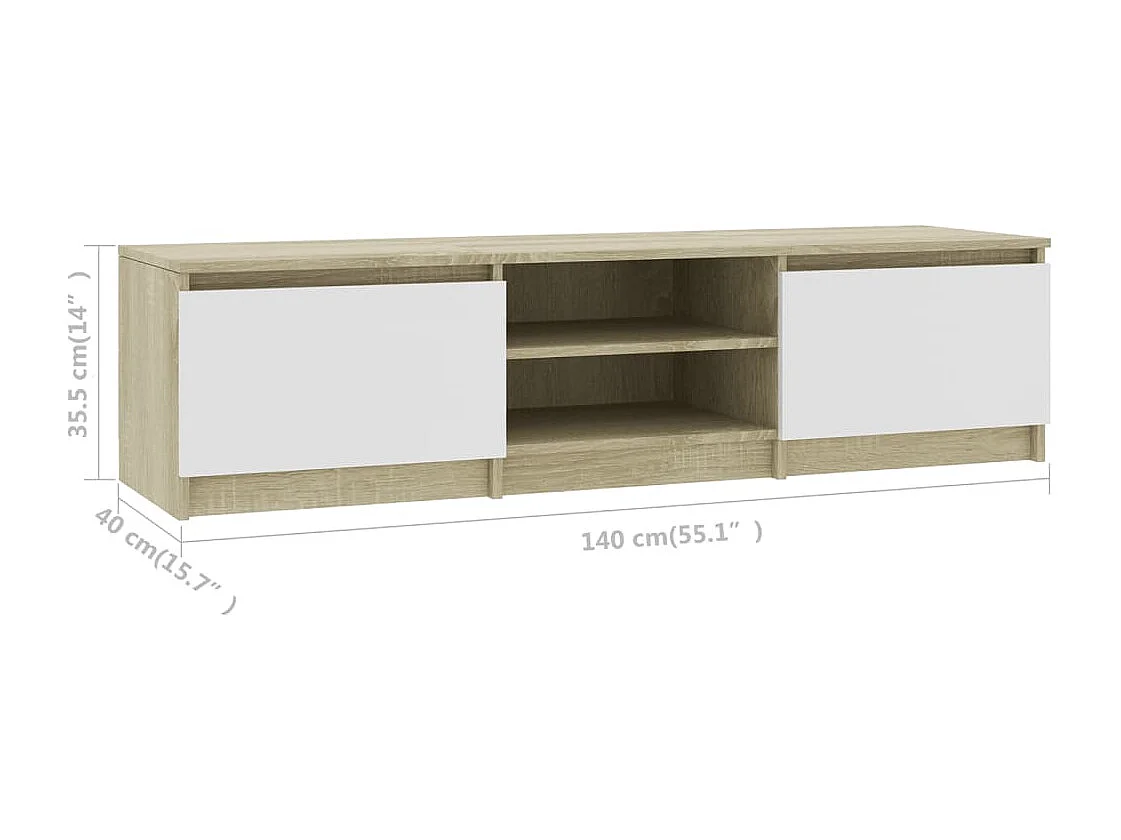 Móvel TV 140x40x35,5cm contraplacado cor branco/carvalho sonoma