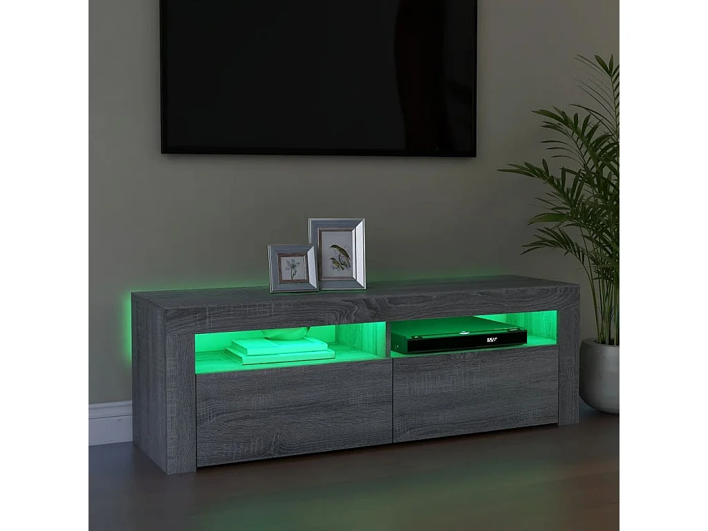 Meuble TV avec lumières LED sonoma gris 120x35x40 cm