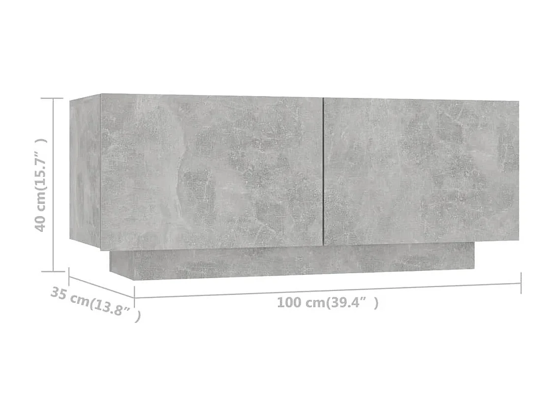 Meuble TV Gris béton 100x35x40 cm Aggloméré