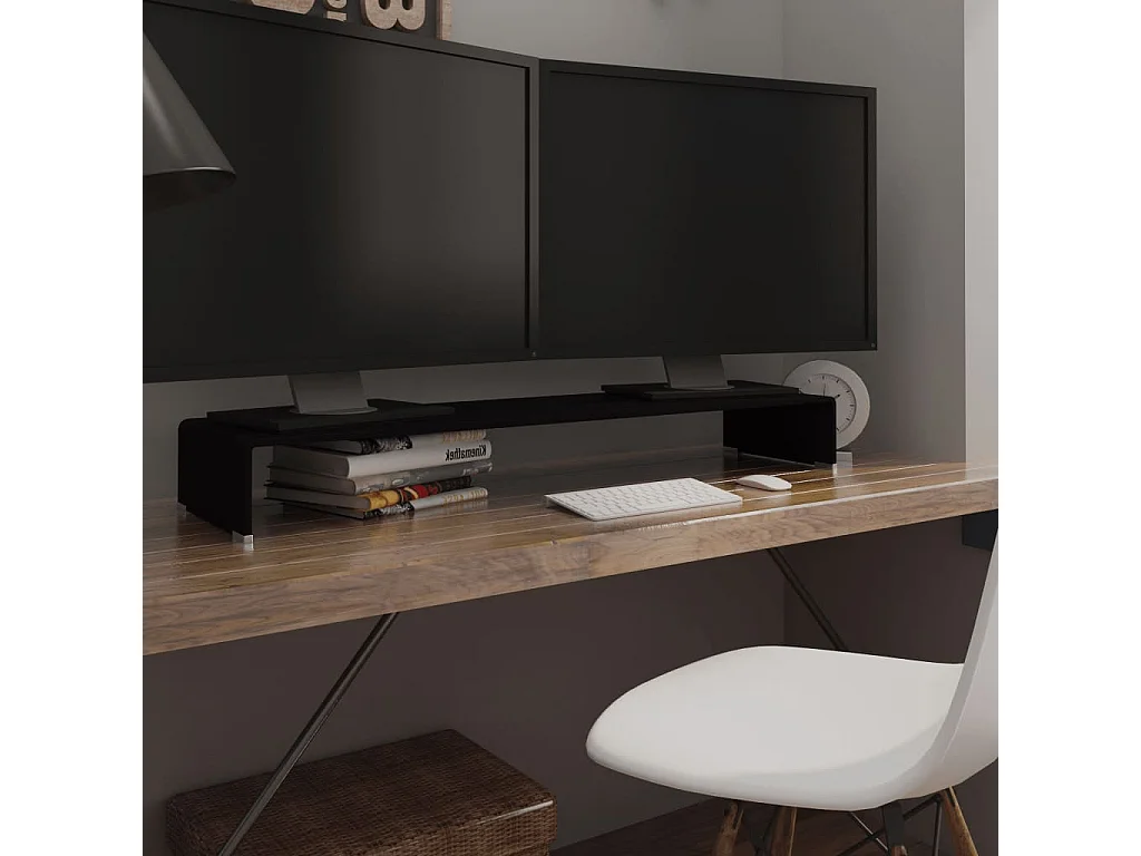 Meuble TV/ Support pour moniteur 110 x 30 x 13 cm Verre Noir