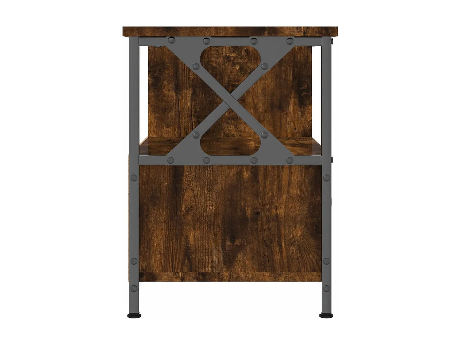 Mueble TV hierro madera contrachapada roble ahumado 90x33x45cm