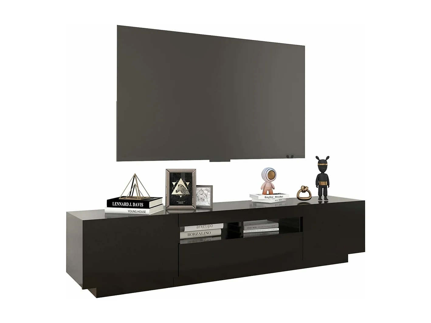 Meuble TV avec lumières LED Noir 180x35x40 cm