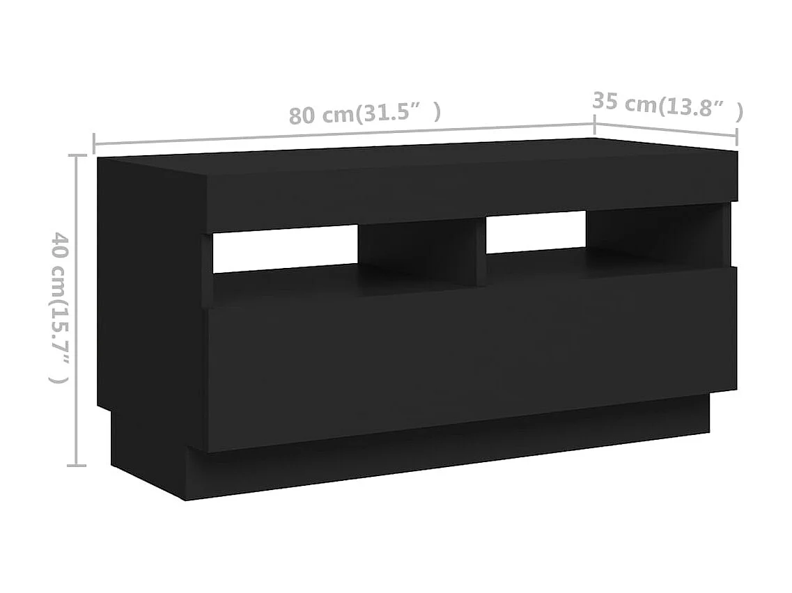 Meuble TV avec lumières LED Noir 180x35x40 cm