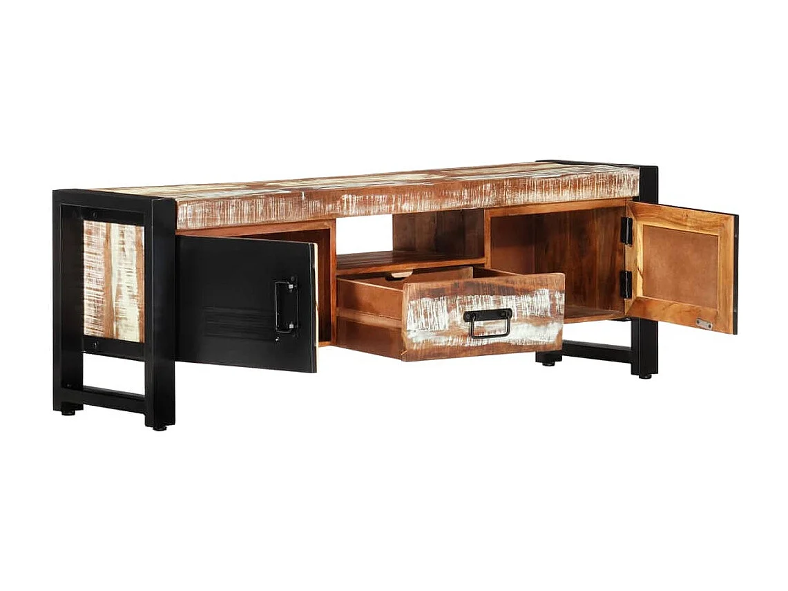 Mueble de TV madera maciza reciclada 120x30x40 cm