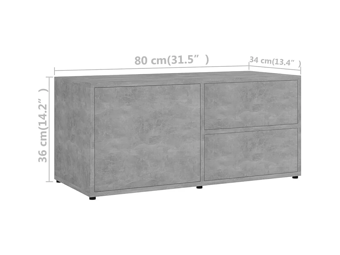 Meuble TV Gris béton 80x34x36 cm Aggloméré