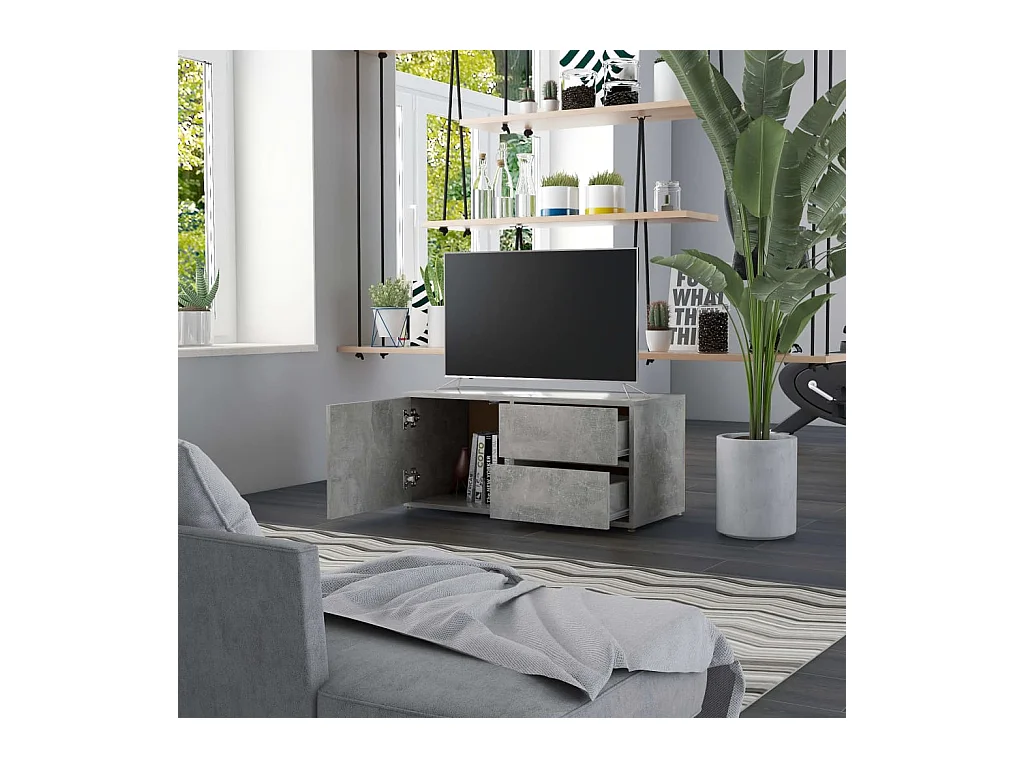 Meuble TV Gris béton 80x34x36 cm Aggloméré