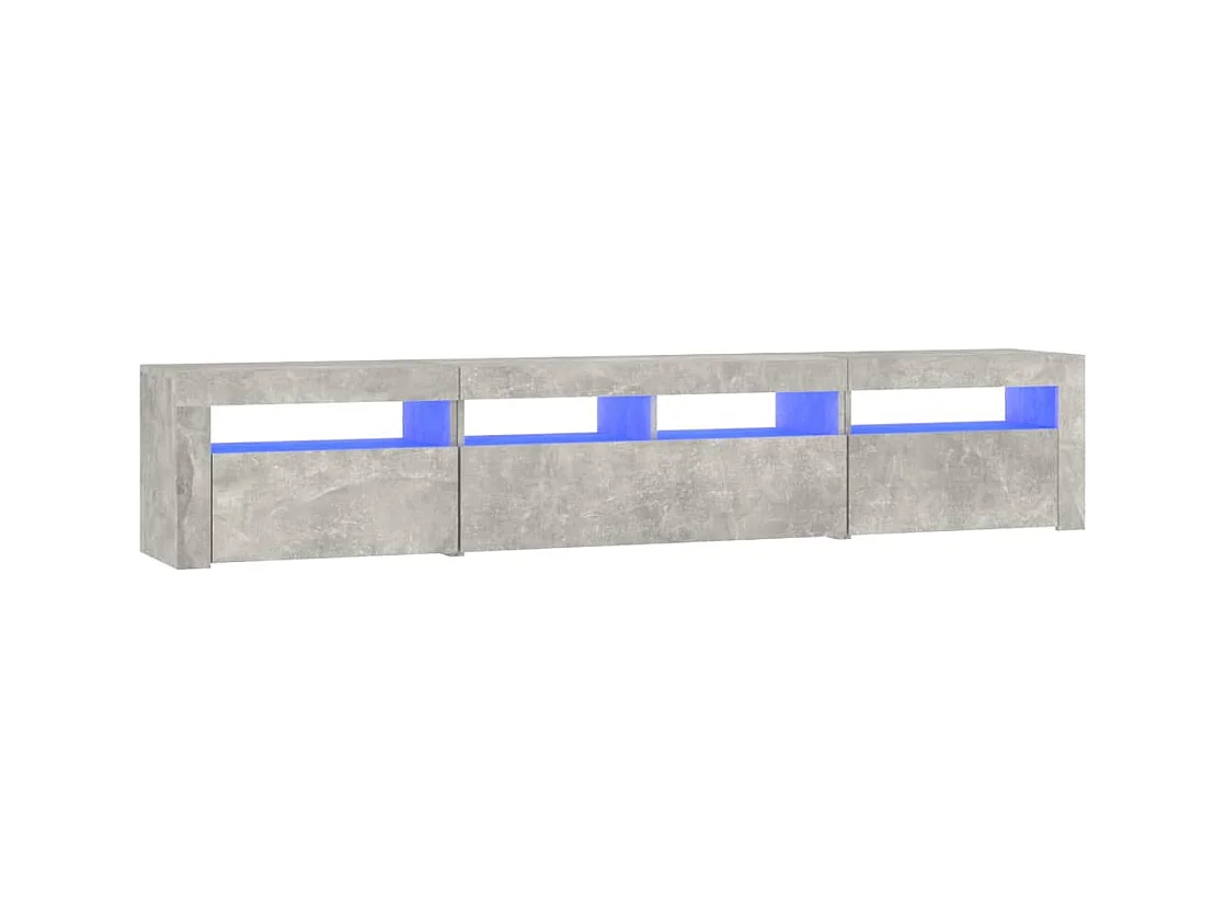 Meuble TV avec lumières LED Gris béton 210x35x40 cm
