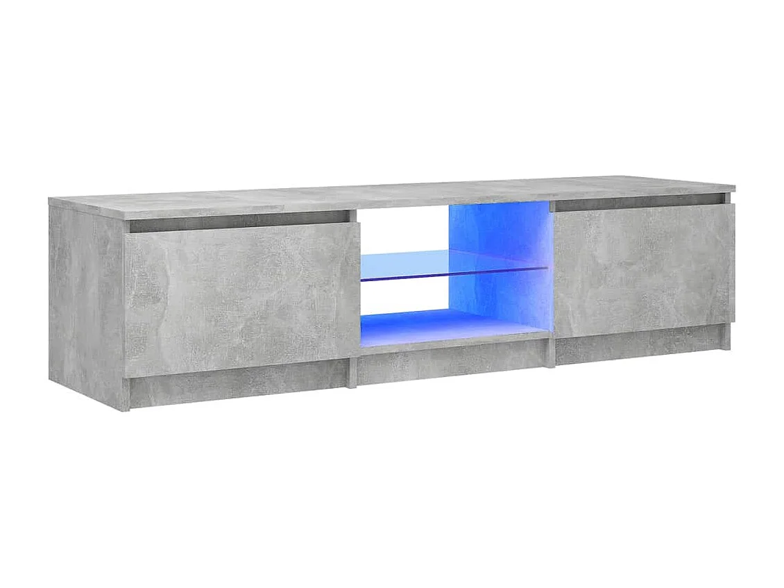 Móvel de TV com luzes LED 140x40x35,5 cm cinzento cimento