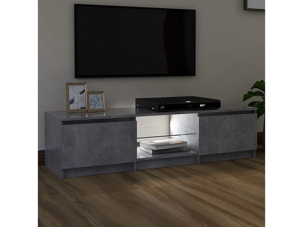 Móvel de TV com luzes LED 140x40x35,5 cm cinzento cimento