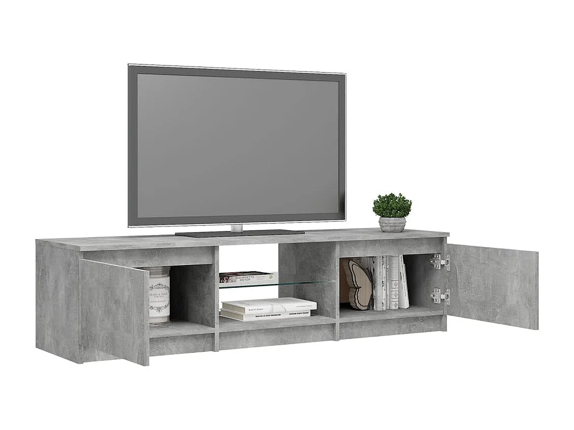 Meuble TV avec lumières LED gris béton 140x40x35,5 cm