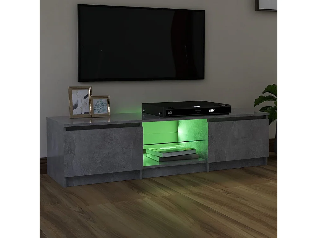 Meuble TV avec lumières LED gris béton 140x40x35,5 cm