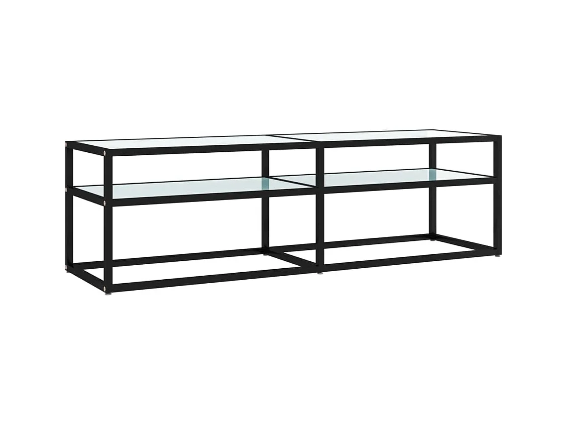 Meuble TV Marbre blanc 140x40x40,5 cm Verre trempé