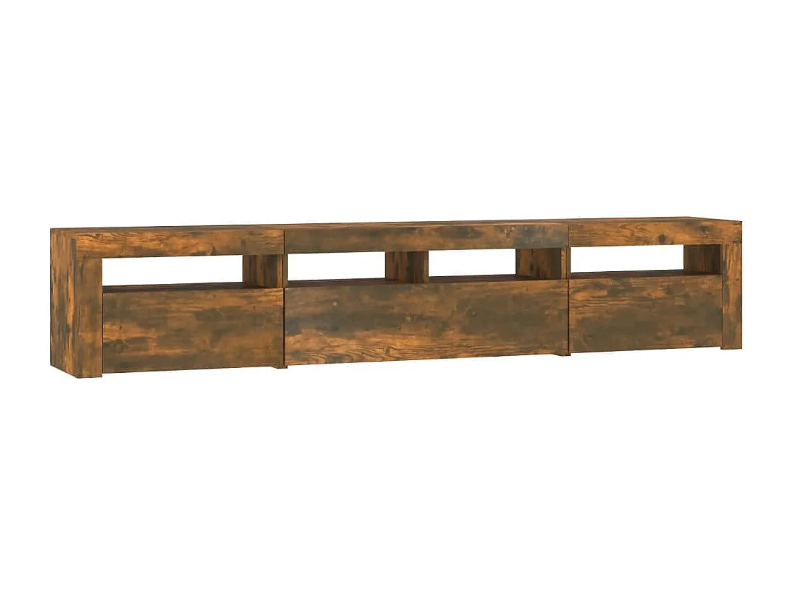 Meuble TV avec lumières LED Chêne fumé 210x35x40 cm