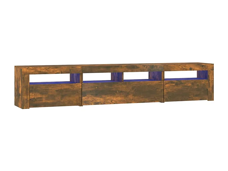Móvel de TV com luzes LED 210x35x40 cm carvalho fumado