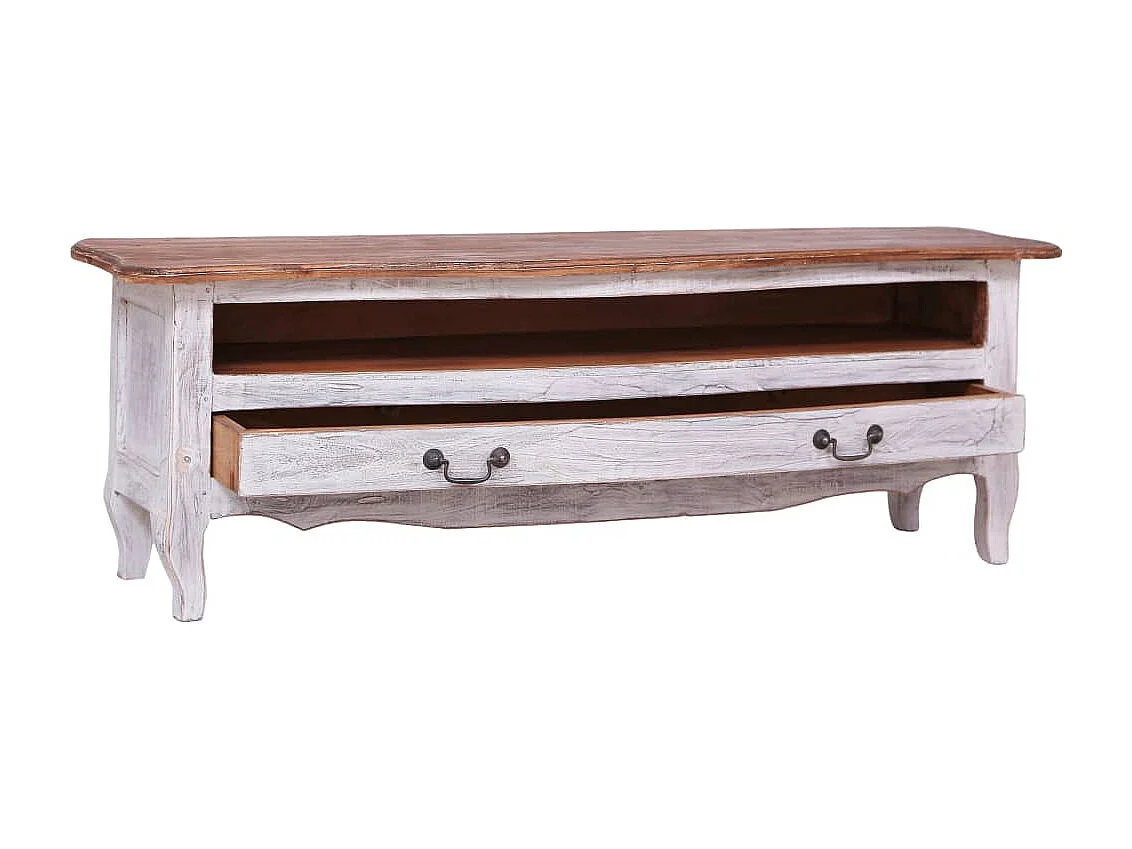 Mueble para TV de madera maciza reciclada blanco 120x30x40 cm