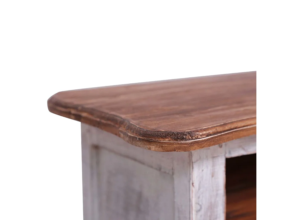 Mueble para TV de madera maciza reciclada blanco 120x30x40 cm