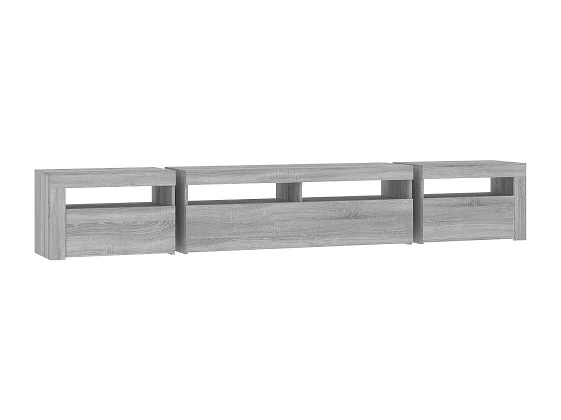 Mueble de TV con luces LED gris Sonoma 240x35x40 cm