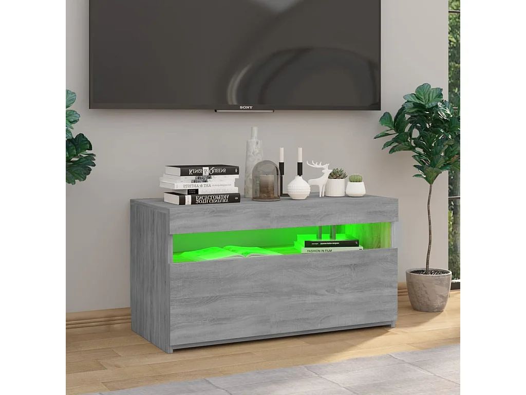 Meuble TV avec lumières LED Sonoma gris 75x35x40 cm