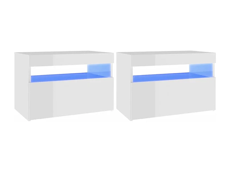 Muebles de TV con luces LED 2 unidades blanco brillante 60x35x40 cm
