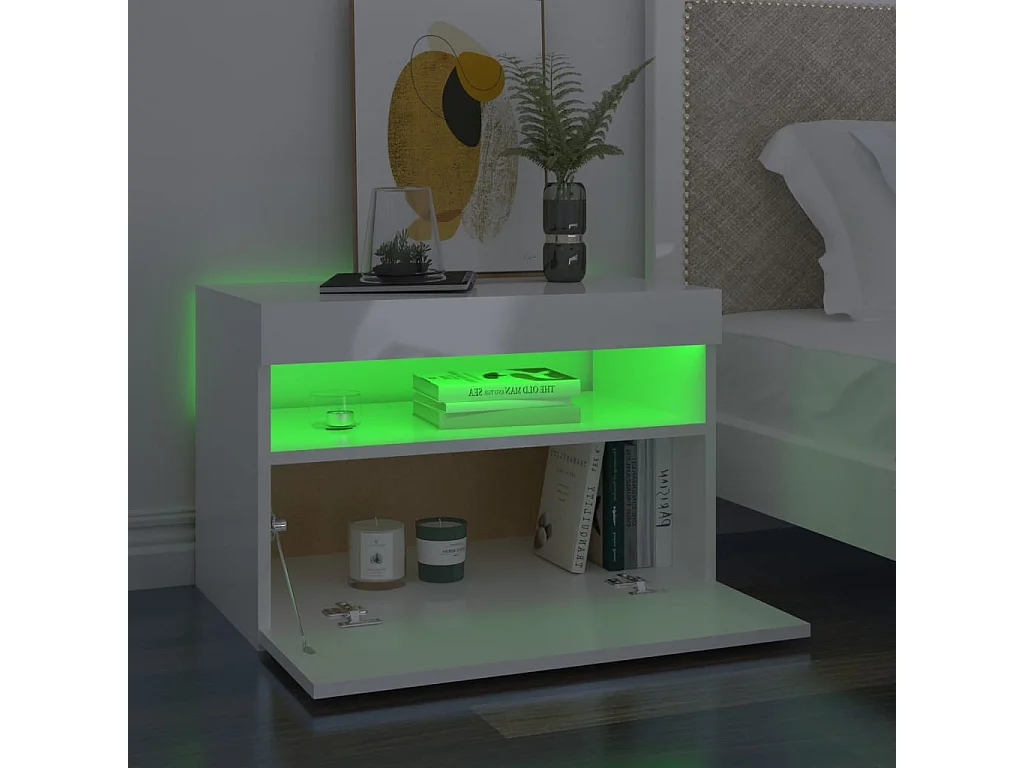 Meubles TV avec lumières LED 2 pièces blanc brillant 60x35x40 cm