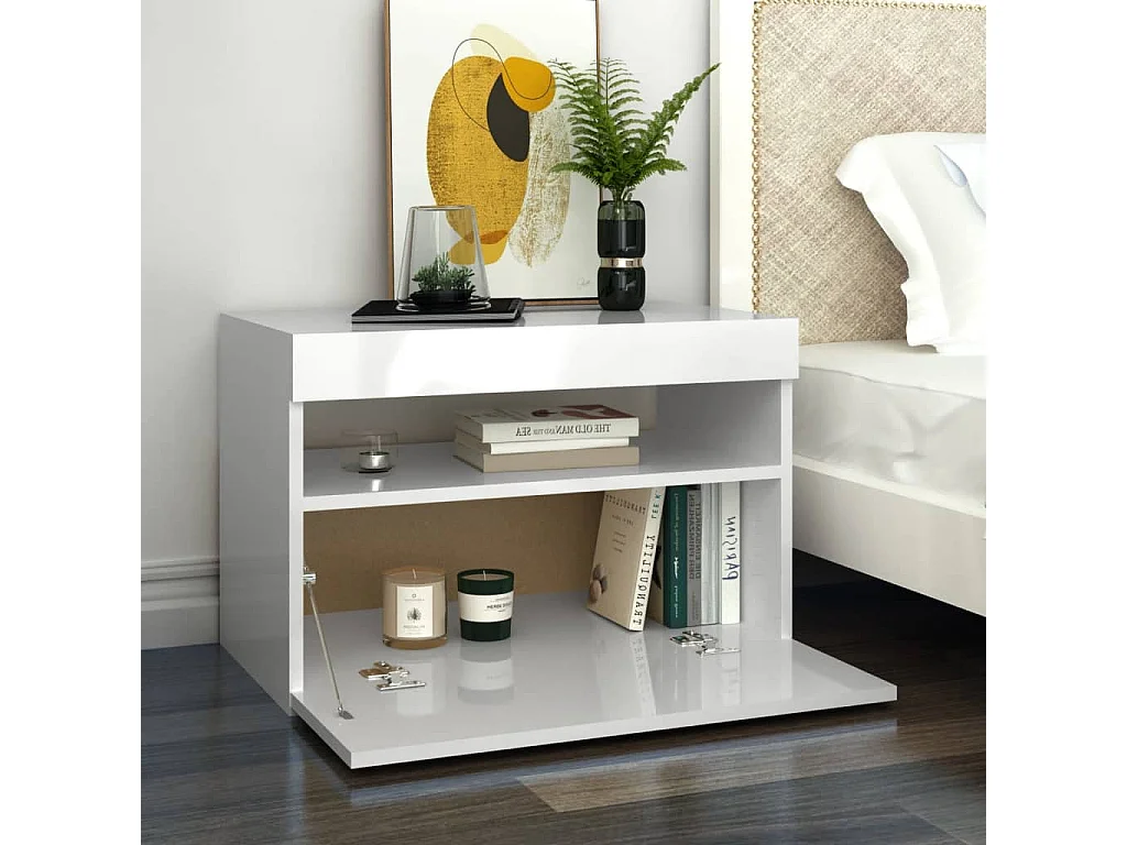 Muebles de TV con luces LED 2 unidades blanco brillante 60x35x40 cm