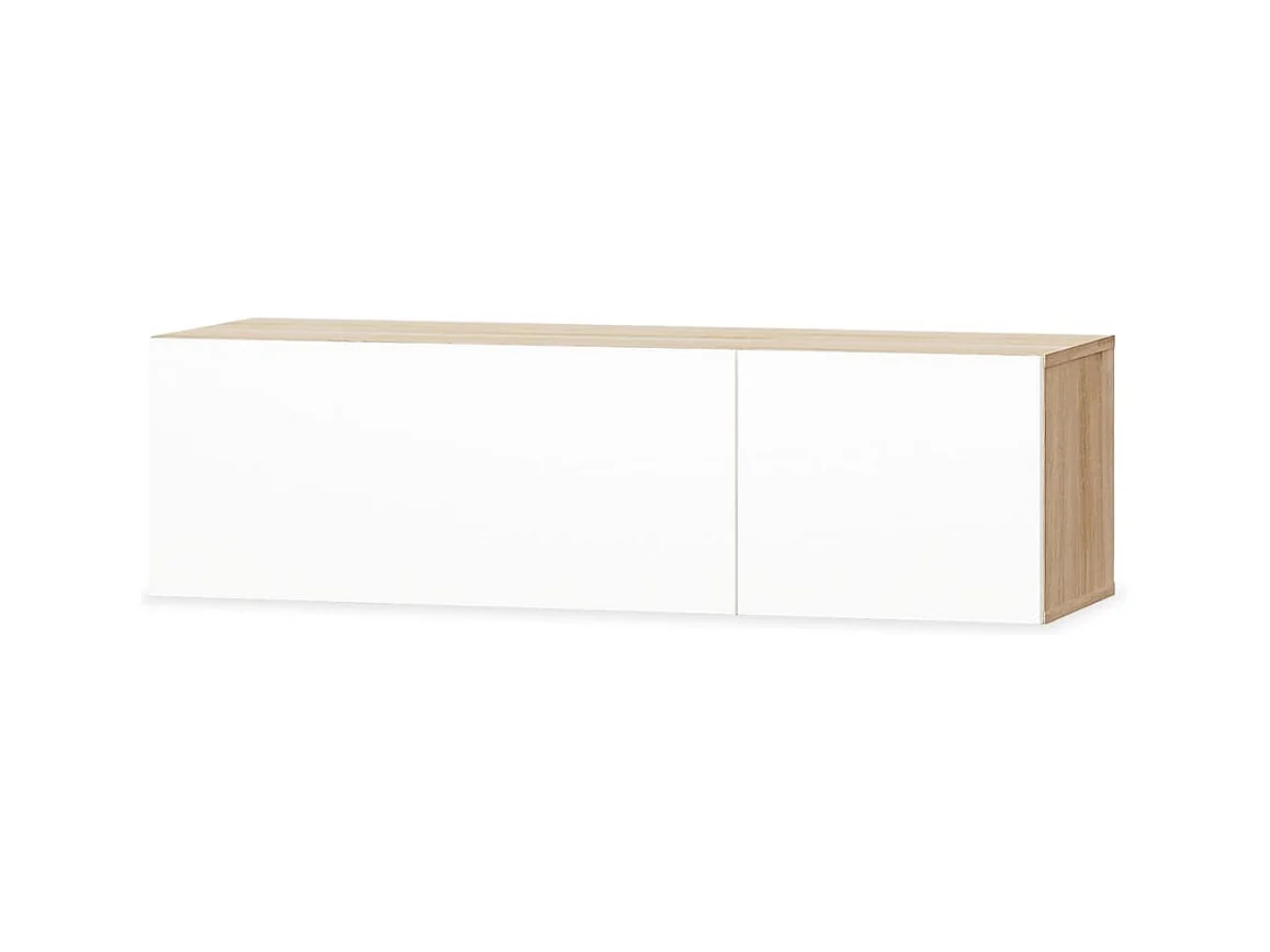 Meuble TV Aggloméré 120 x 40 x 34 cm Chêne et blanc brillant