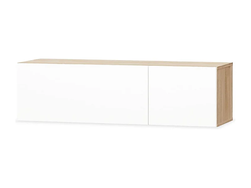 Meuble TV Aggloméré 120 x 40 x 34 cm Chêne et blanc brillant