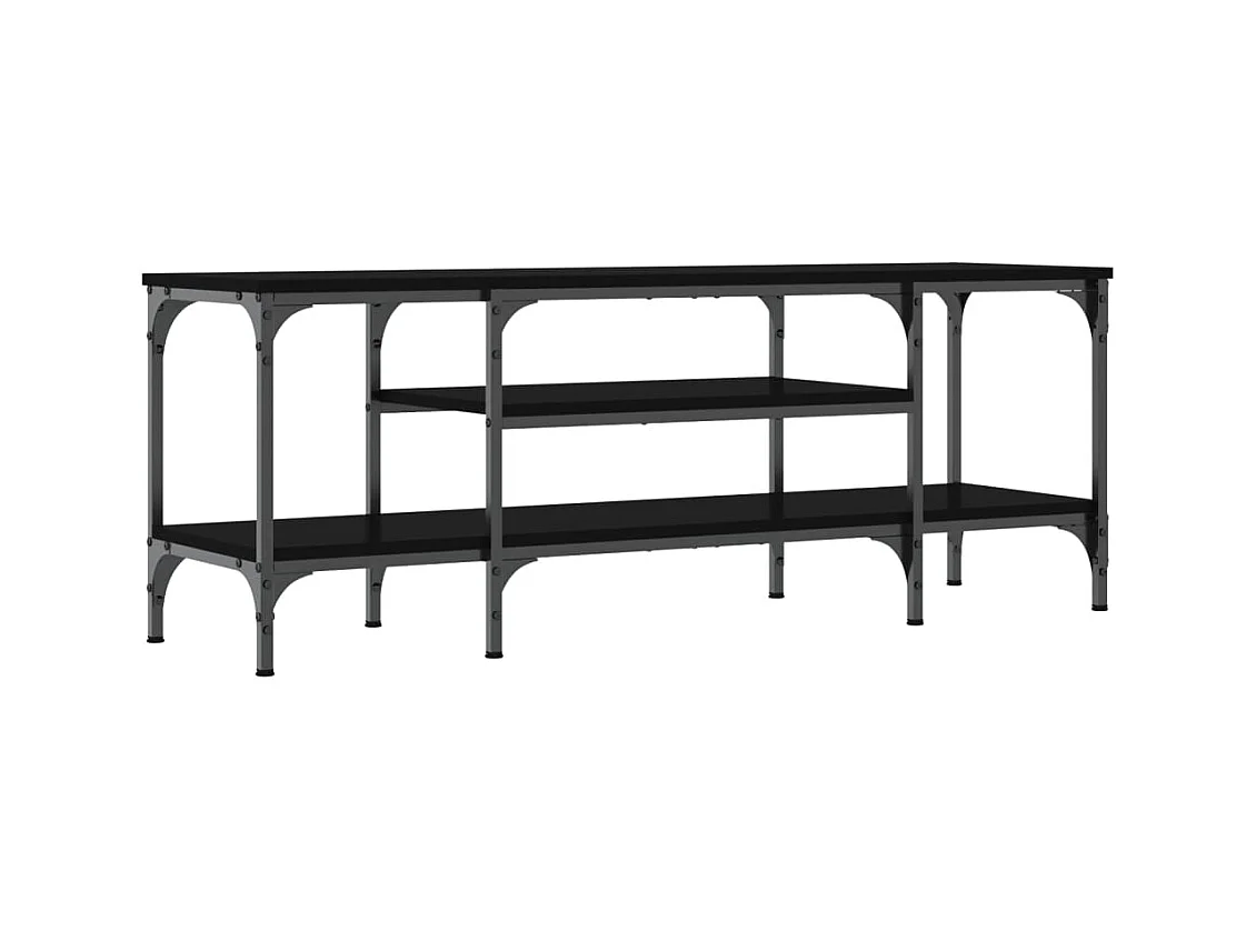Meuble TV noir 121x35x45 cm bois d'ingénierie et fer