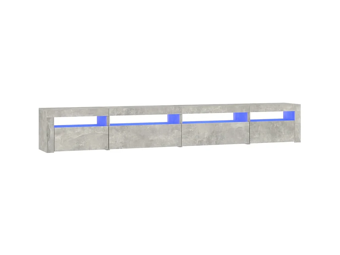 Meuble TV avec lumières LED Gris béton 270x35x40 cm