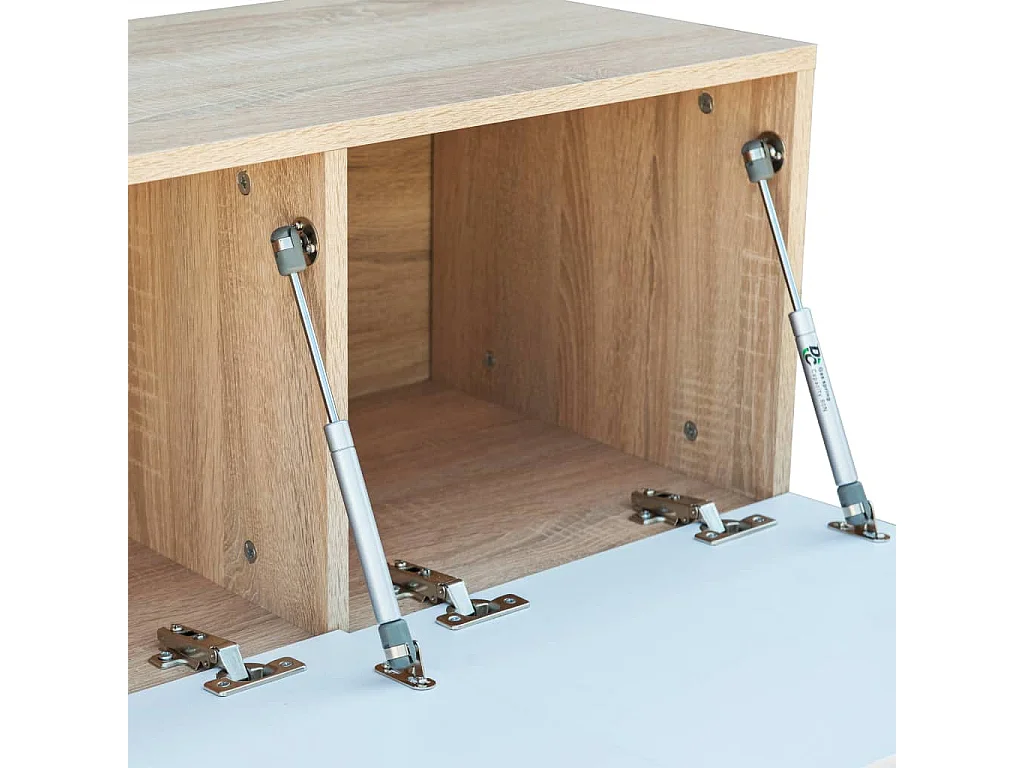 Meuble TV 2 pièces Aggloméré 120x40x34 cm Chêne et blanc brillant