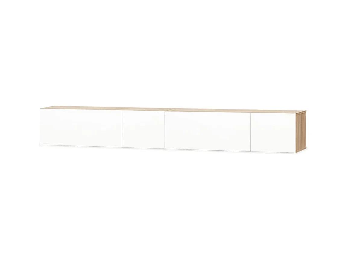 Meuble TV 2 pièces Aggloméré 120x40x34 cm Chêne et blanc brillant