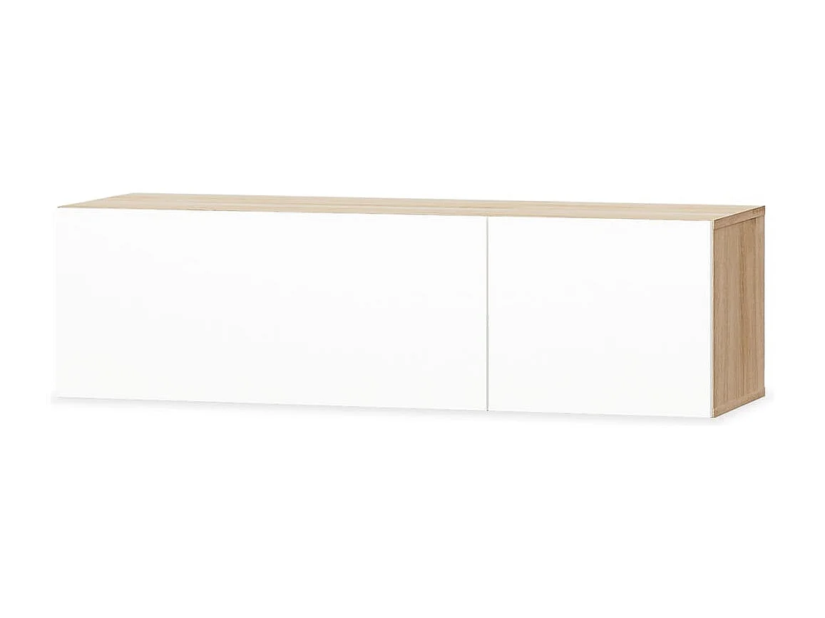 Meuble TV 2 pièces Aggloméré 120x40x34 cm Chêne et blanc brillant