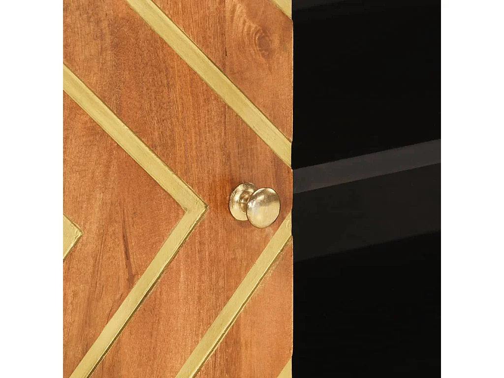 Mueble de TV madera de mango marrón negro 80x31,5x46 cm