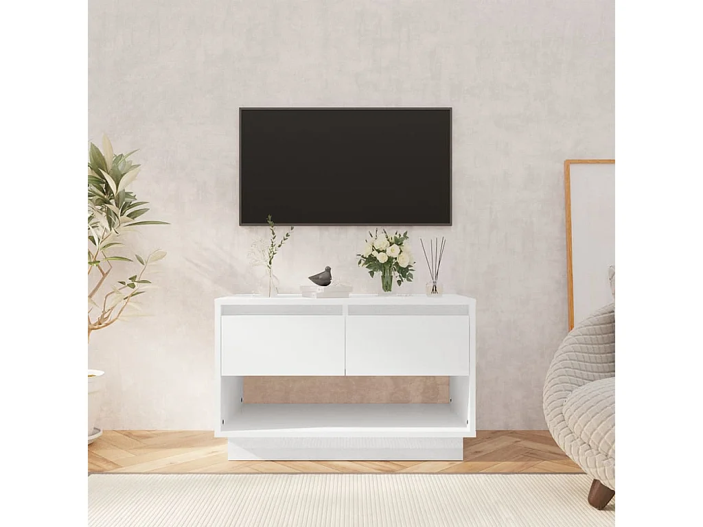 Meuble TV Blanc brillant 70x41x44 cm Aggloméré
