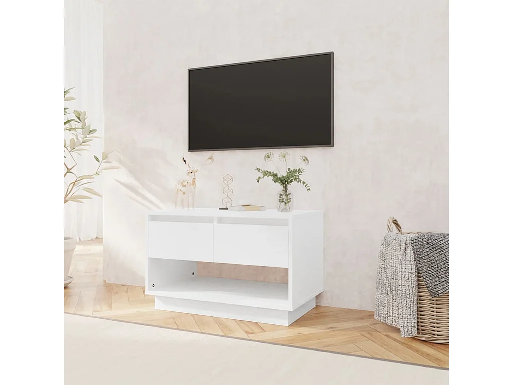 Meuble TV Blanc brillant 70x41x44 cm Aggloméré