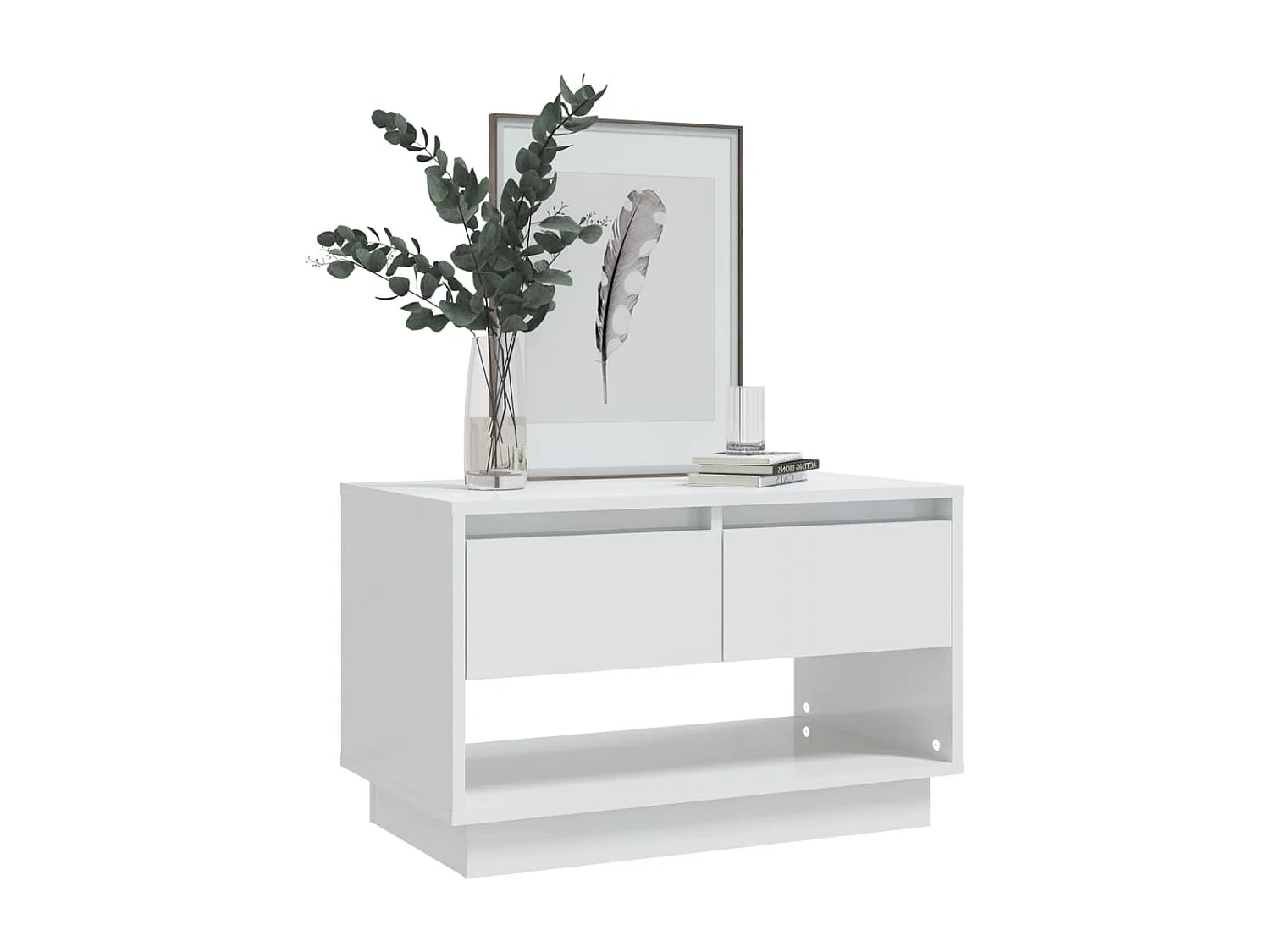 Meuble TV Blanc brillant 70x41x44 cm Aggloméré