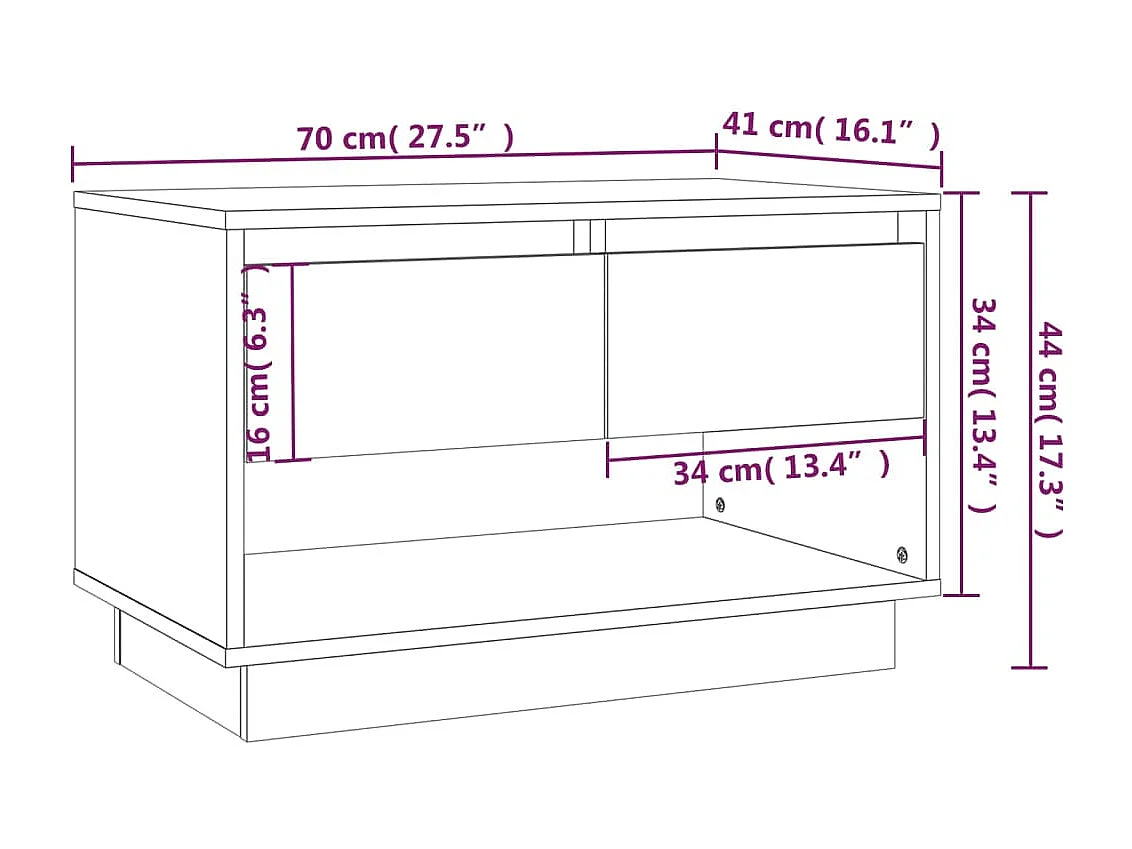 Meuble TV Blanc brillant 70x41x44 cm Aggloméré