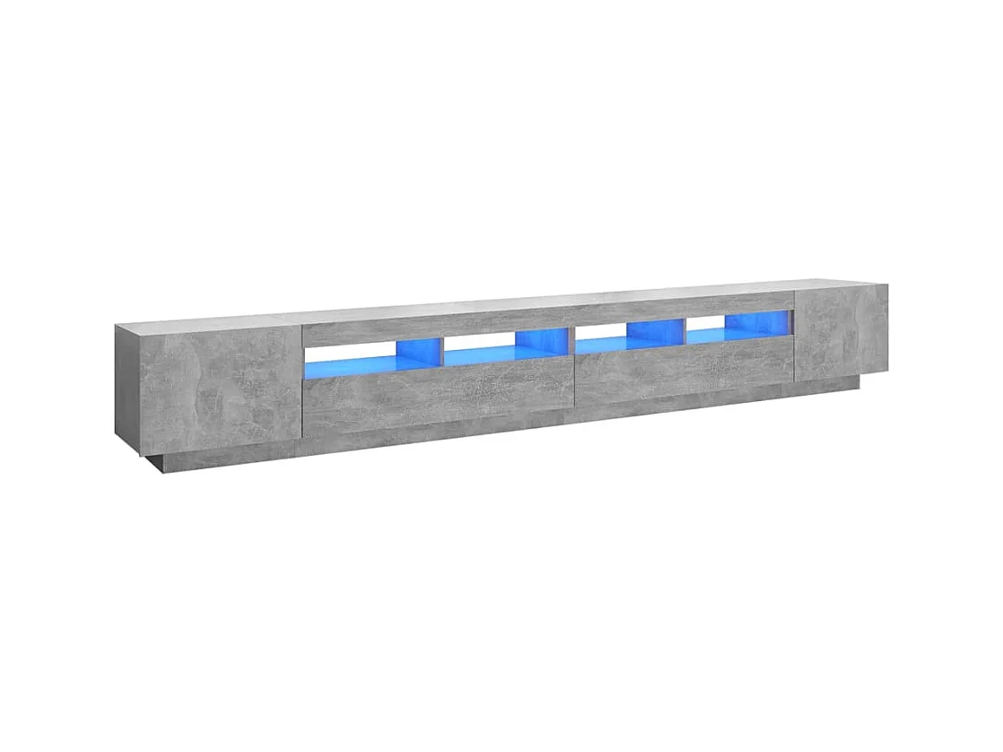 Meuble TV avec lumières LED Gris béton 300x35x40 cm