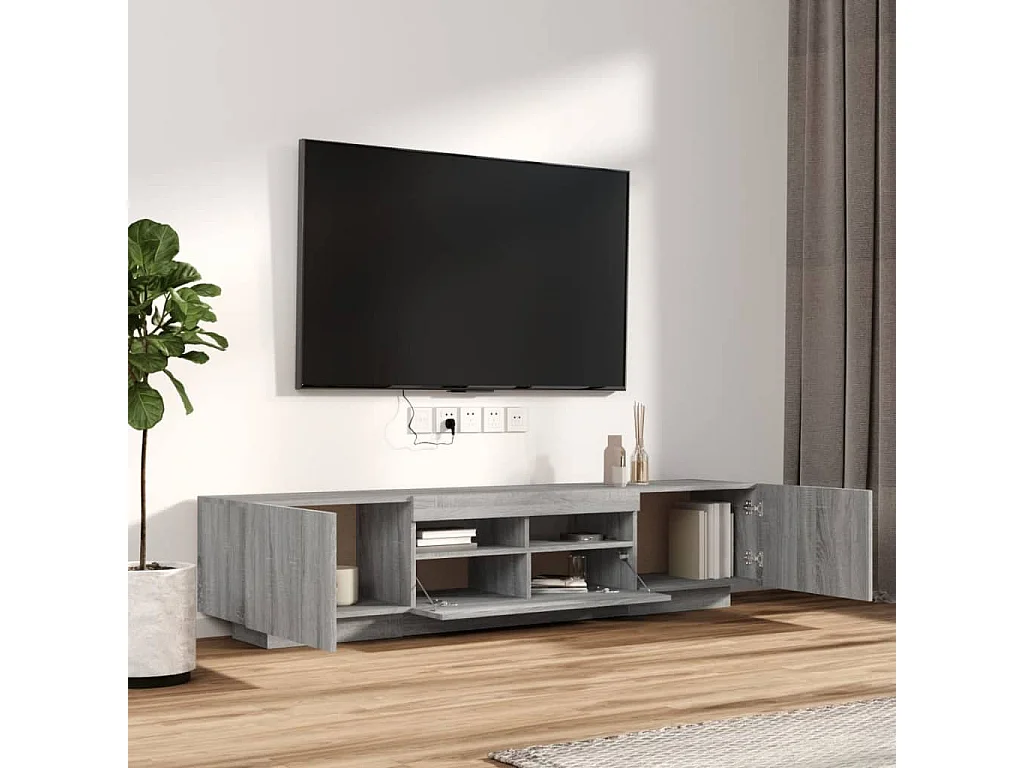 Ensemble de meubles TV avec lumières LED 2 pièces Sonoma gris