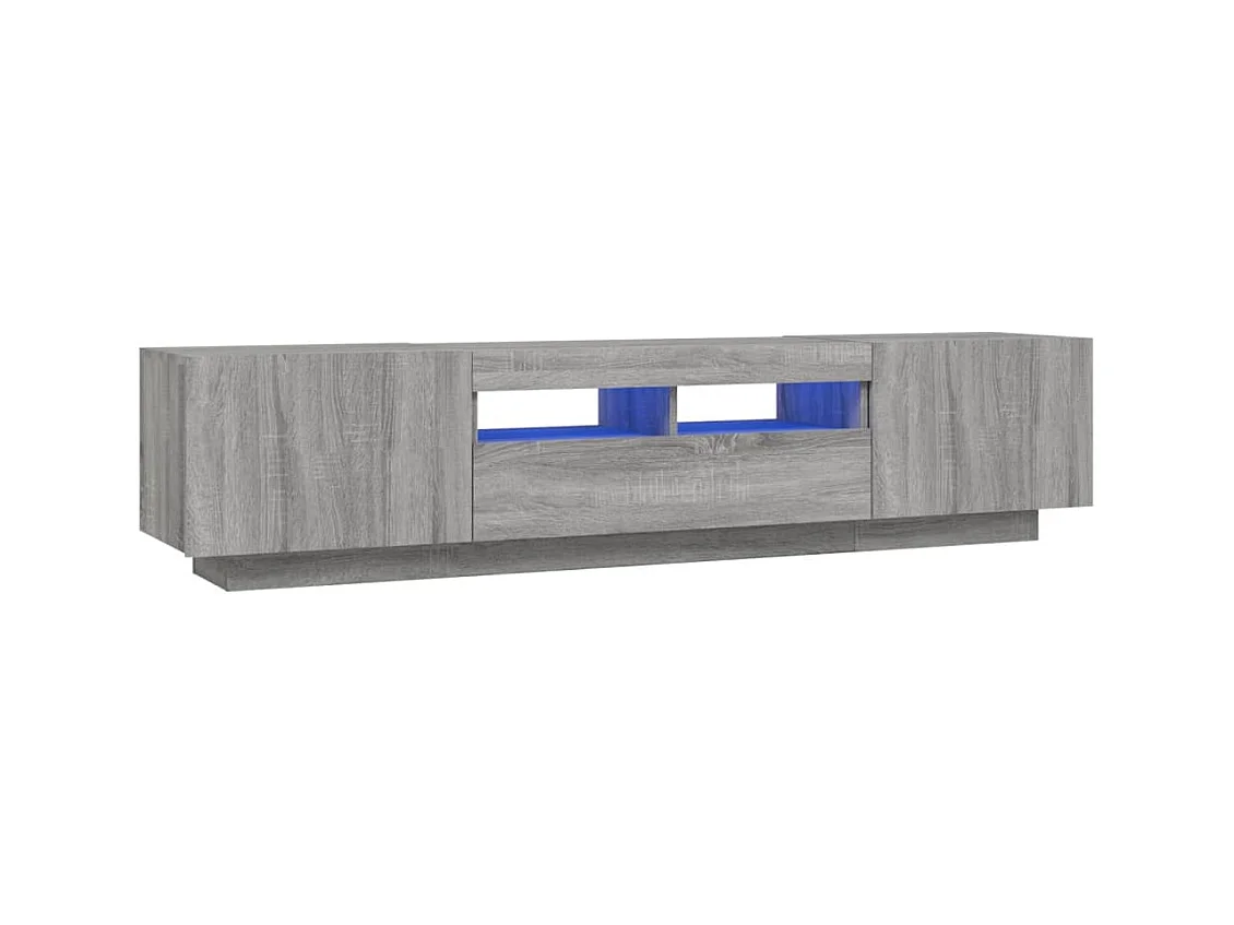 Ensemble de meubles TV avec lumières LED 2 pièces Sonoma gris