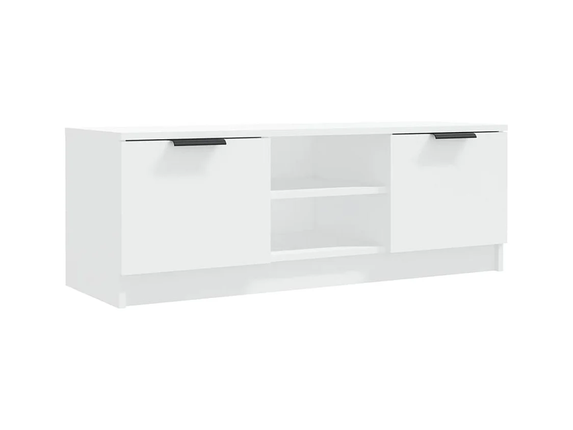 Meuble TV Blanc 102x35x36,5 cm Bois d'ingénierie
