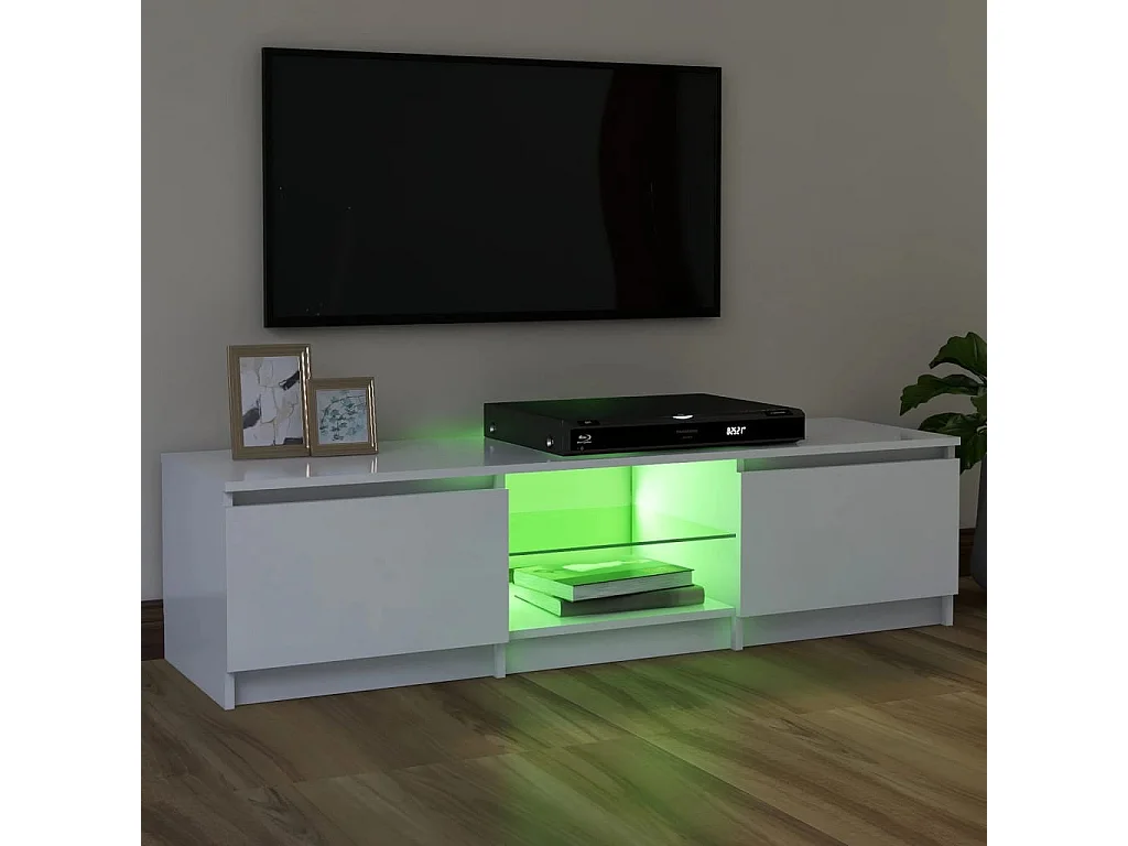Meuble TV avec lumières LED Blanc 120x30x35,5 cm